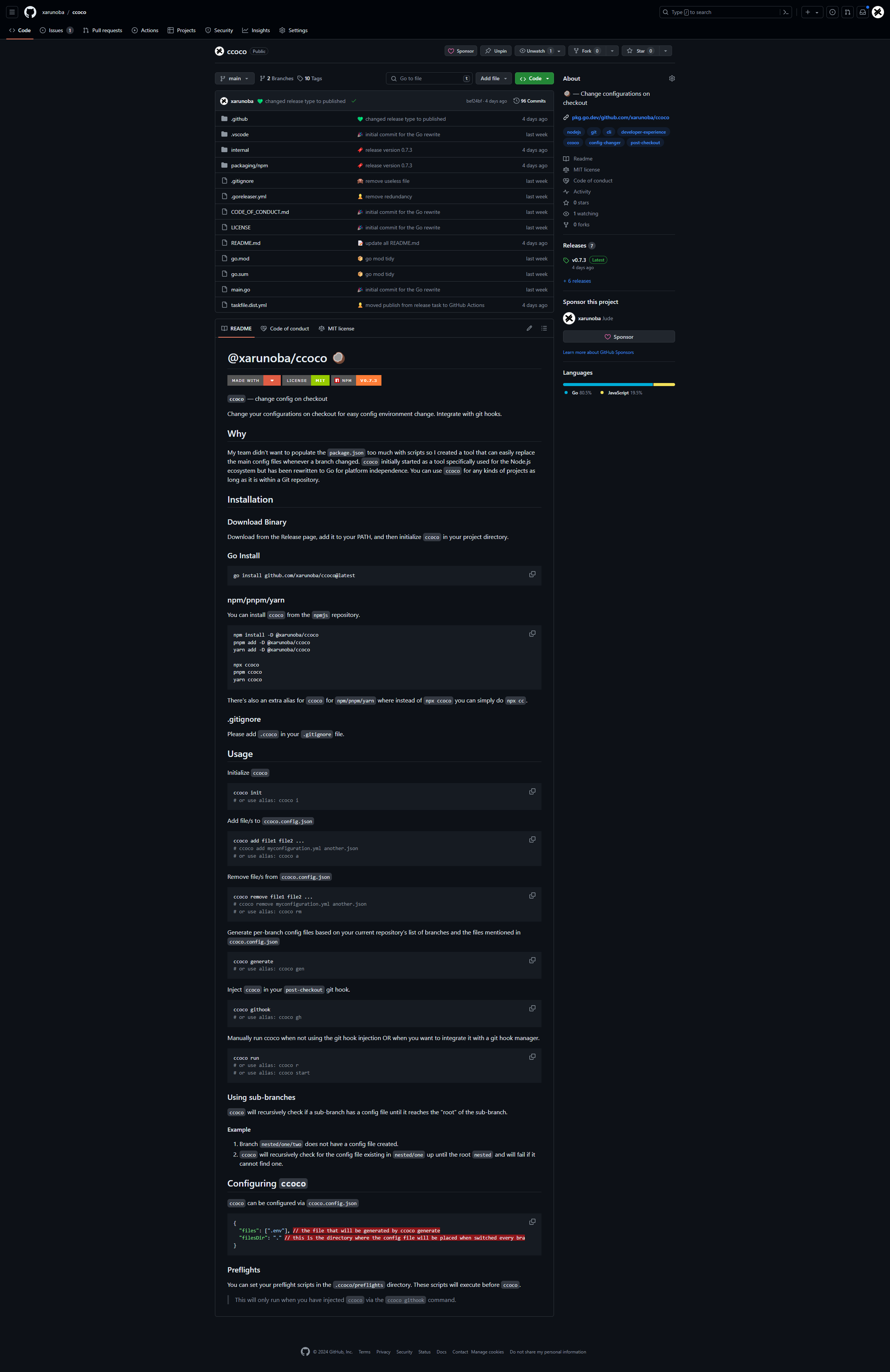 Screenshot of the ccoco repository